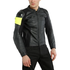 DAINESE VR46 POLE POSITION moto bunda kožená černá/žlutá