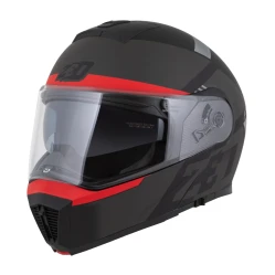 ZED F19, výklopná přilba, černá matná červená fluo šedá