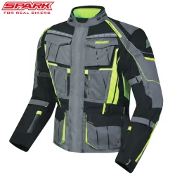 SPARK PACER pánská textilní moto bunda, šedá-fluo