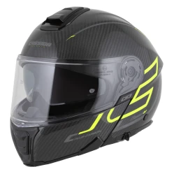 CASSIDA Modulo 2.1 Plus Carbon, výklopná přilba (carbon/žlutá fluo/reflexní stříbrná/černá)