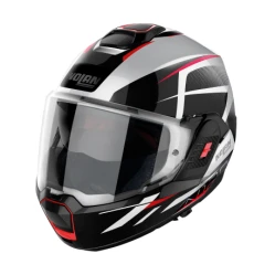 NOLAN N120-1 Nightlife N-com Metal White 27 S, překlápěcí přilba