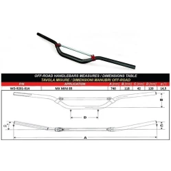 WRP TAPER-X 28.6mm řidítka MX MINI 85 černá