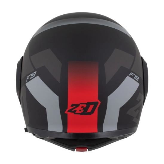 ZED F19, výklopná přilba, černá matná červená fluo šedá
