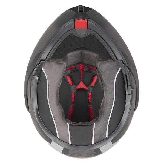 ZED F19, výklopná přilba, černá matná červená fluo šedá
