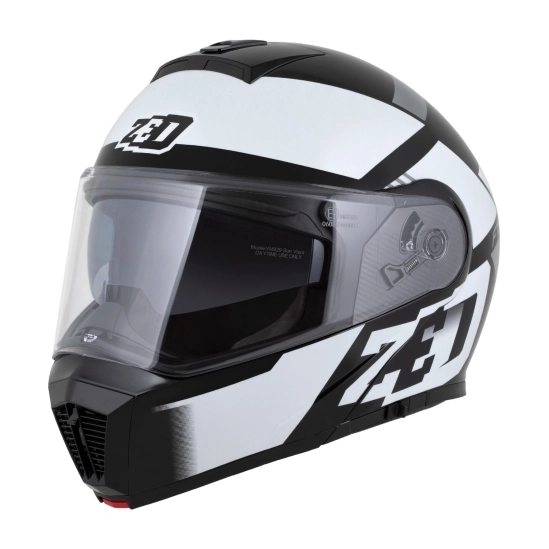 ZED F19, výklopná přilba, černá bílá šedá
