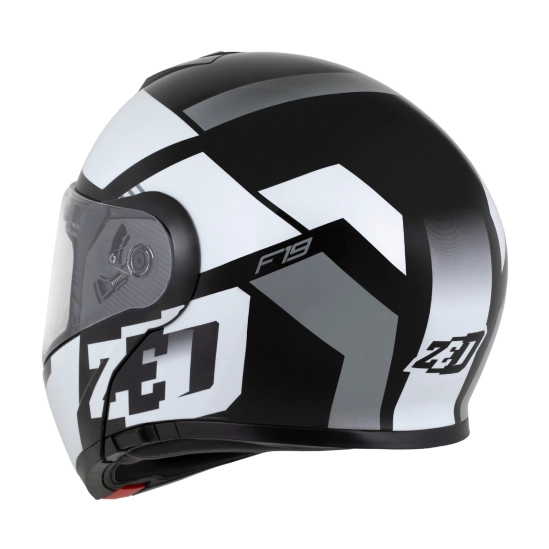 ZED F19, výklopná přilba, černá bílá šedá