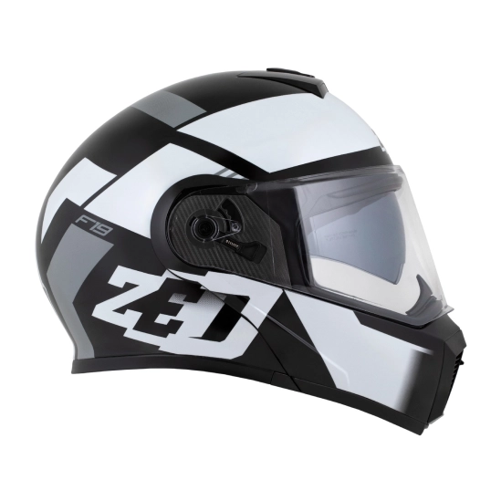 ZED F19, výklopná přilba, černá bílá šedá