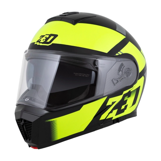 ZED F19, výklopná přilba, černá žlutá fluo