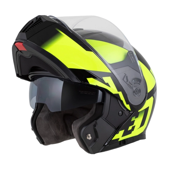ZED F19, výklopná přilba, černá žlutá fluo