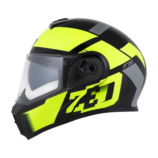 ZED F19, výklopná přilba, černá žlutá fluo