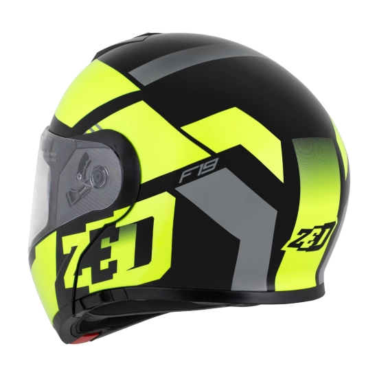 ZED F19, výklopná přilba, černá žlutá fluo