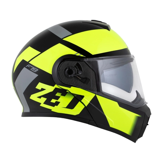 ZED F19, výklopná přilba, černá žlutá fluo