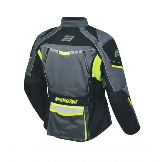 SPARK PACER pánská textilní moto bunda, šedá-fluo