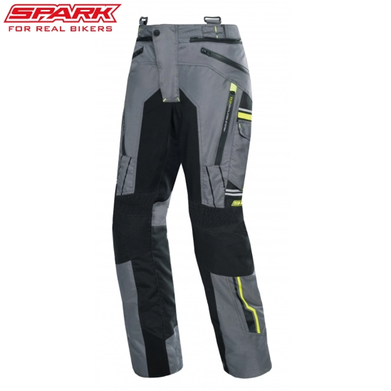 SPARK PACER pánské textilní moto kalhoty, šedá-fluo
