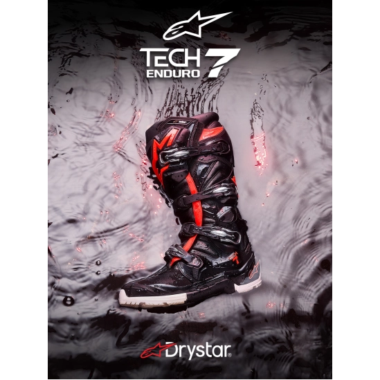 ALPINESTARS TECH 7 ENDURO DRYSTAR, enduro boty, černá/červená fluo/bílá