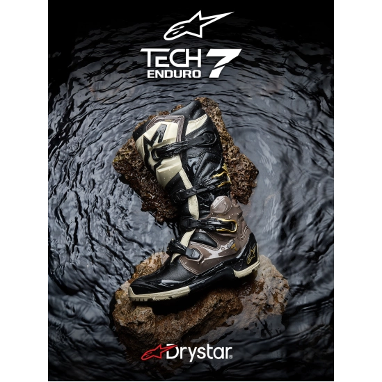 ALPINESTARS TECH 7 ENDURO DRYSTAR, enduro boty, černá/tmavě šedá/zlatá