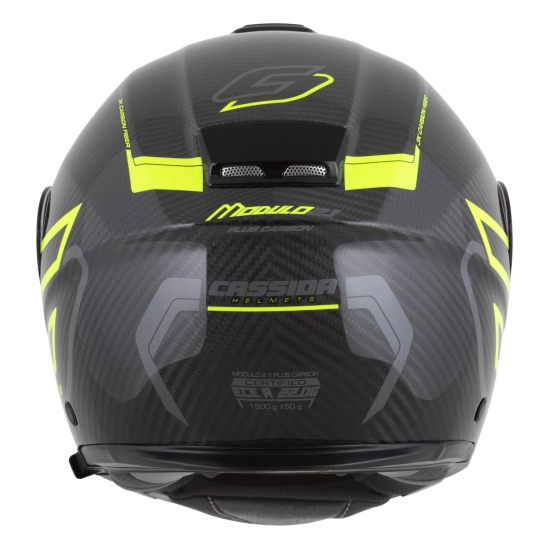 CASSIDA Modulo 2.1 Plus Carbon, výklopná přilba (carbon/žlutá fluo/reflexní stříbrná/černá)