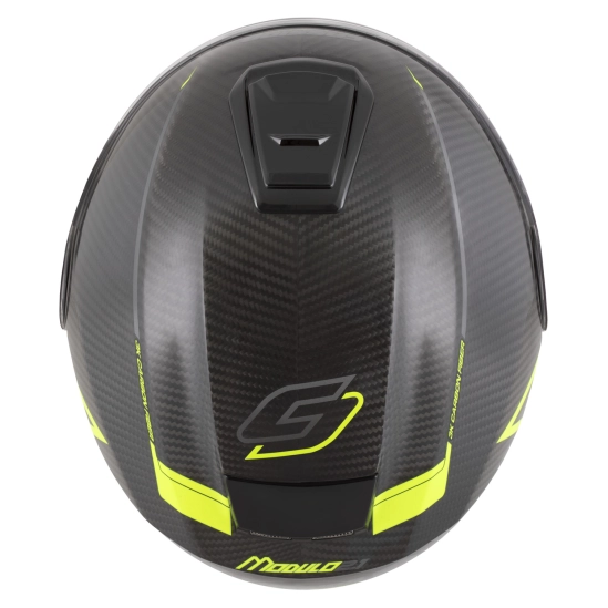 CASSIDA Modulo 2.1 Plus Carbon, výklopná přilba (carbon/žlutá fluo/reflexní stříbrná/černá)
