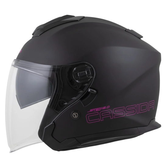 CASSIDA Jet Tech 2.0 Solid, přilba černá matná/růžová