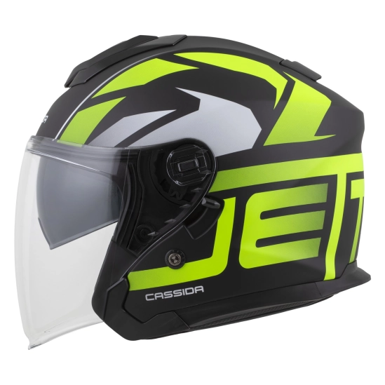 CASSIDA Jet Tech 2.0 RoTo, přilba černá matná/žlutá fluo/bílá