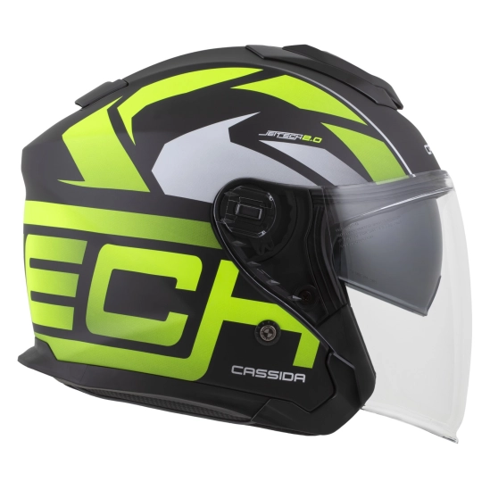 CASSIDA Jet Tech 2.0 RoTo, přilba černá matná/žlutá fluo/bílá