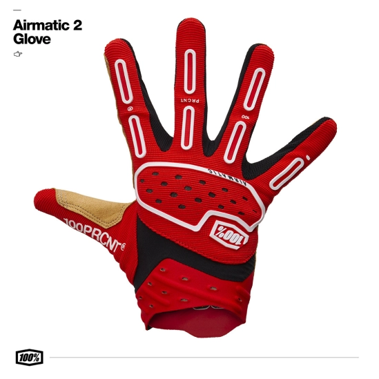 100% AIRMATIC 2 rukavice červená/černá
