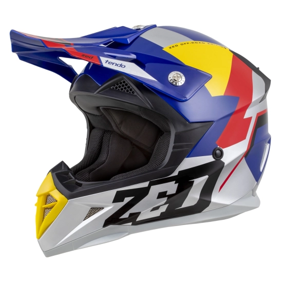 ZED X1.9 TENDO, motokrosová přilba modrá perleť/červená/žlutá/stříbrná