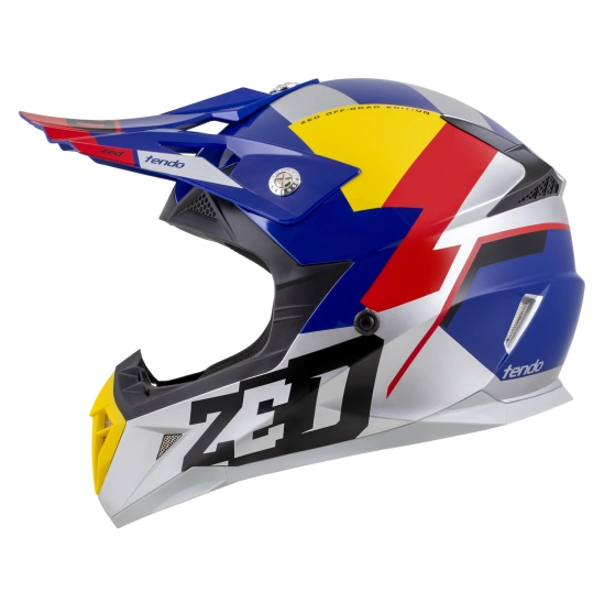 ZED X1.9 TENDO, motokrosová přilba modrá perleť/červená/žlutá/stříbrná