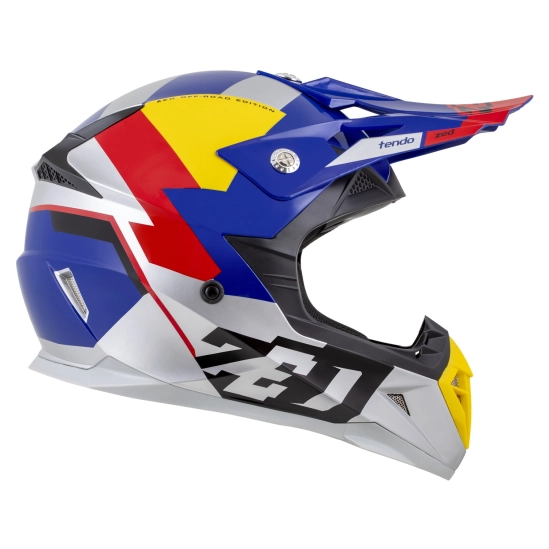 ZED X1.9 TENDO, motokrosová přilba modrá perleť/červená/žlutá/stříbrná