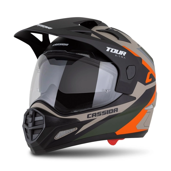 CASSIDA Tour 2.0 X-tra, enduro přilba (písková matná/oranžová/zelená/černá)