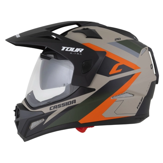 CASSIDA Tour 2.0 X-tra, enduro přilba (písková matná/oranžová/zelená/černá)