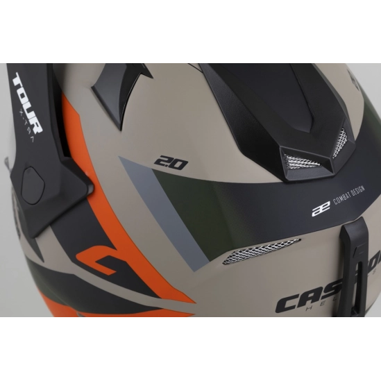 CASSIDA Tour 2.0 X-tra, enduro přilba (písková matná/oranžová/zelená/černá)