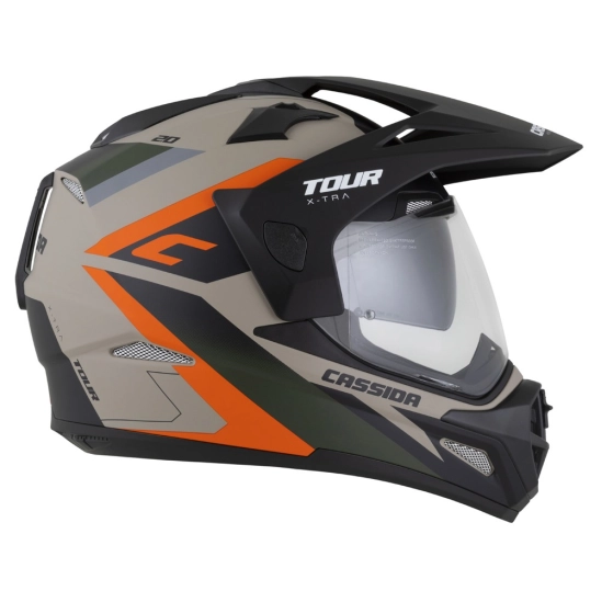 CASSIDA Tour 2.0 X-tra, enduro přilba (písková matná/oranžová/zelená/černá)