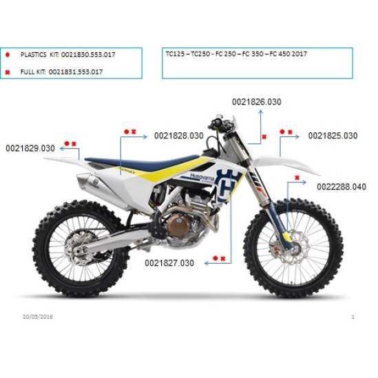ACERBIS číslová tabulka HQTC 125 16-18, 250 17-18, FC 250/350/450 16-18, černá