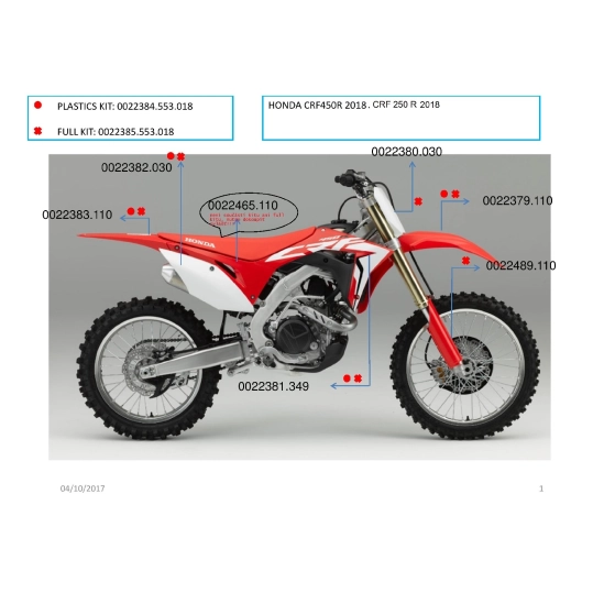 ACERBIS plastový kit CRF 450R17/18, CRF 250R 18, replica 18