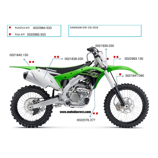 ACERBIS plastový kit KXF 250/18, replica 18