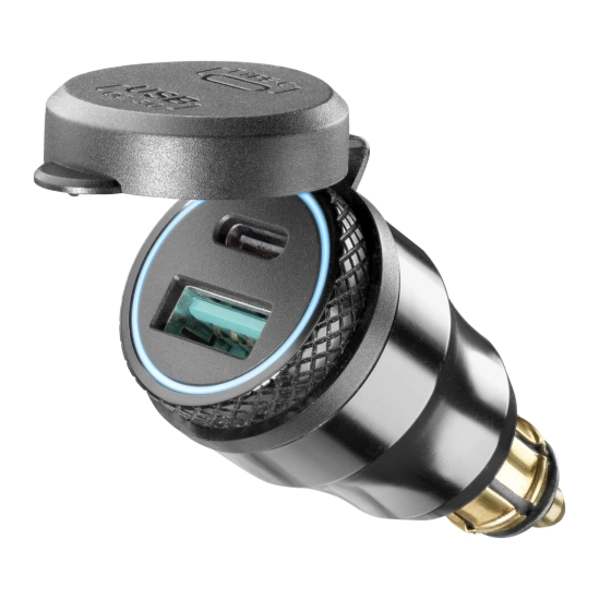 Interphone DIN USB a USB-C - nabíjecí adaptér na motorku
