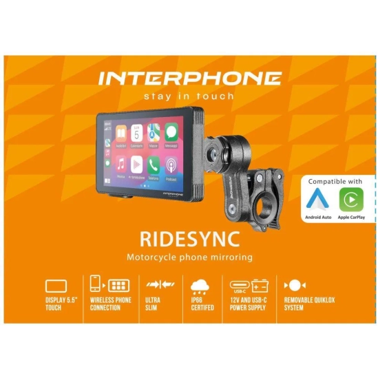 Interphone displej RideSync 5,5' - Apple CarPlay a Android Auto pro motocykly