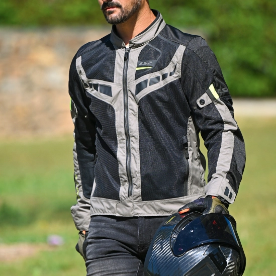 LS2 Garda Air Man Jacket Green Black H-V Yellow