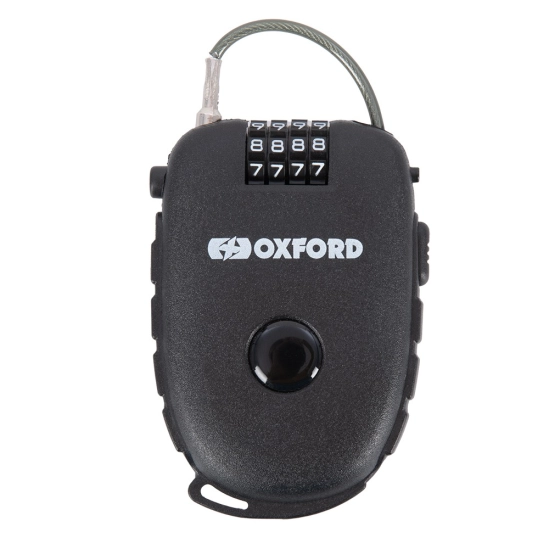 OXFORD, RETRACTABLE COMBINATION LOCK,  svinovací lankový zámek, délka 0,75 m, tl. 2,4 mm, černý