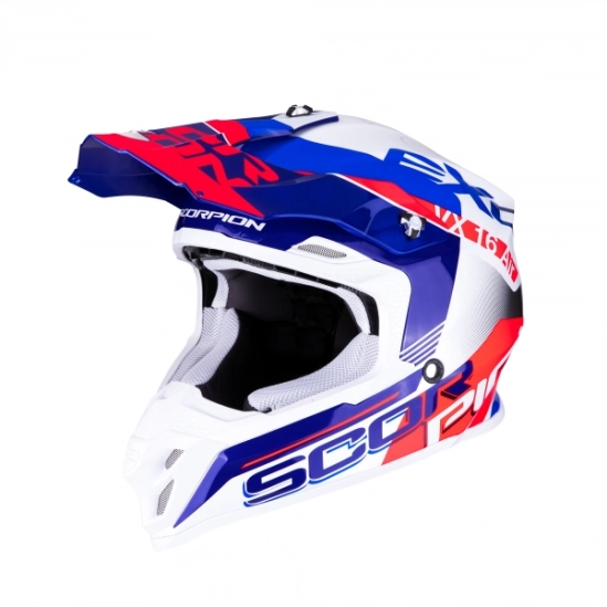SCORPION Moto Přilba EXO VX-16 Air Arhus bílo/modro/červená