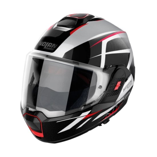 NOLAN N120-1 Nightlife N-com Metal White 27 S, překlápěcí přilba