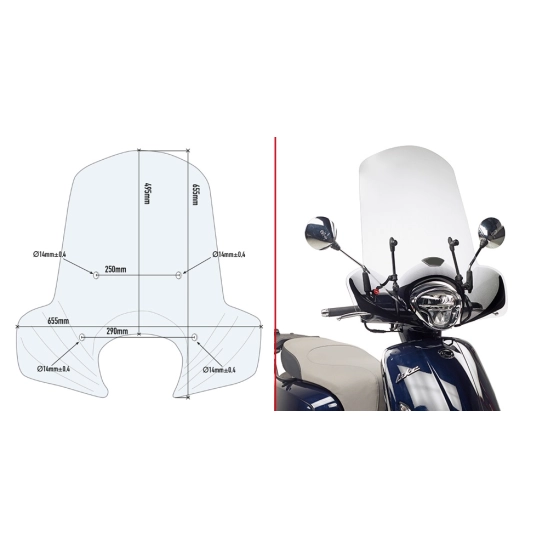 KAPPA 6109AK čiré plexi KYMCO Like 50 / 125 / 150 (17-21)