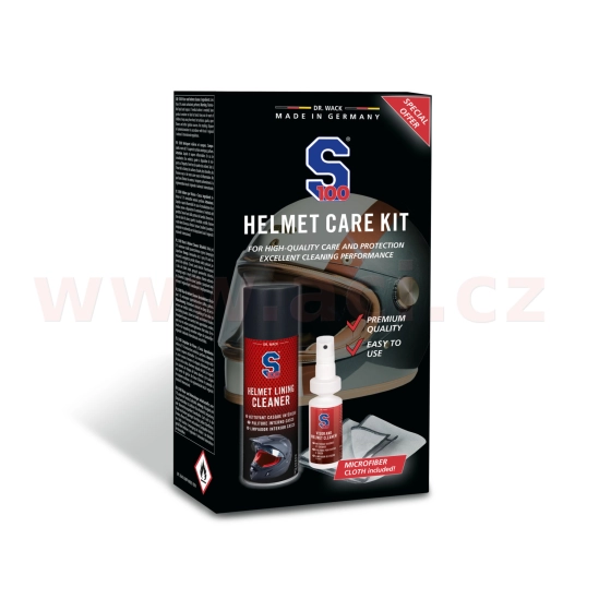 S100 sada péče o přilbu (čistič interiéru, čistič plexi, utěrka) - Helmet Care Kit