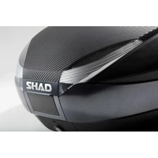 SHAD SH48 D0B48406R Nový titan s opěrkou, karbonový kryt a zámek PREMIUM SMART, vrchní kufr na motorku