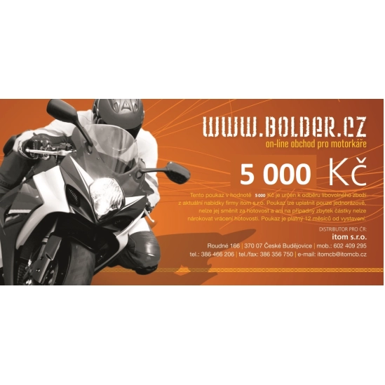 BOLDER Dárkový poukaz na nákup v hodnotě 5000,- Kč